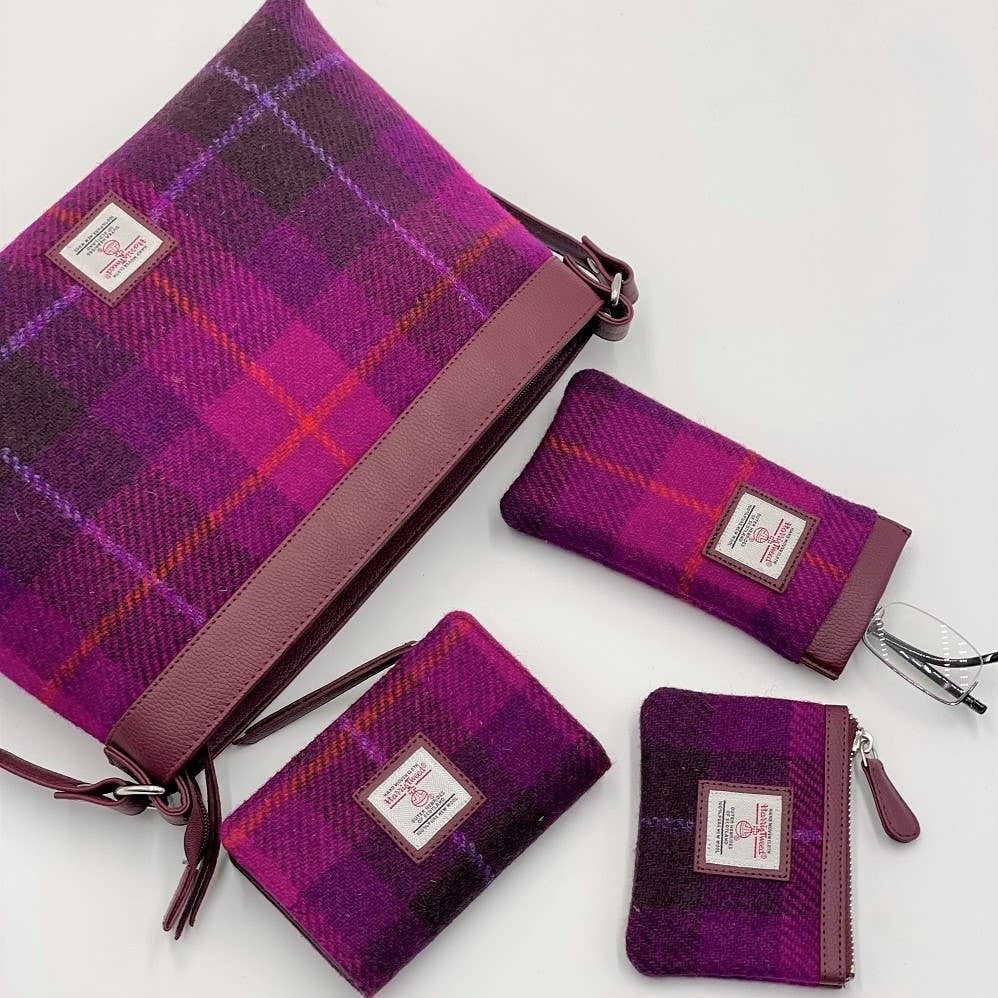 Harris Tweed Zip Purse Purple Check