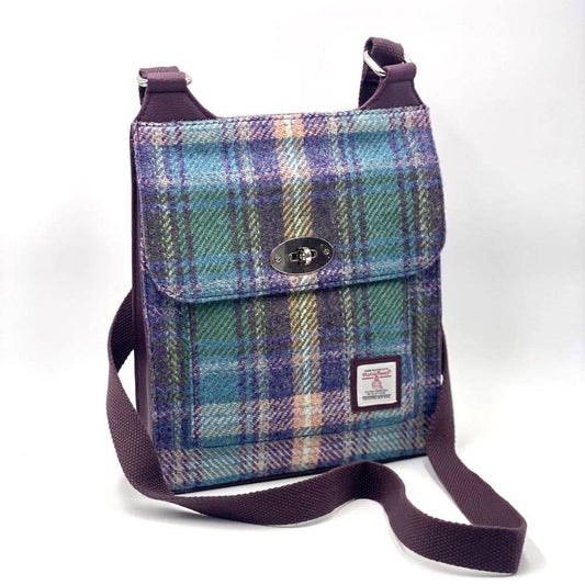 Harris Tweed Satchel Bag Green/Purple Plaid