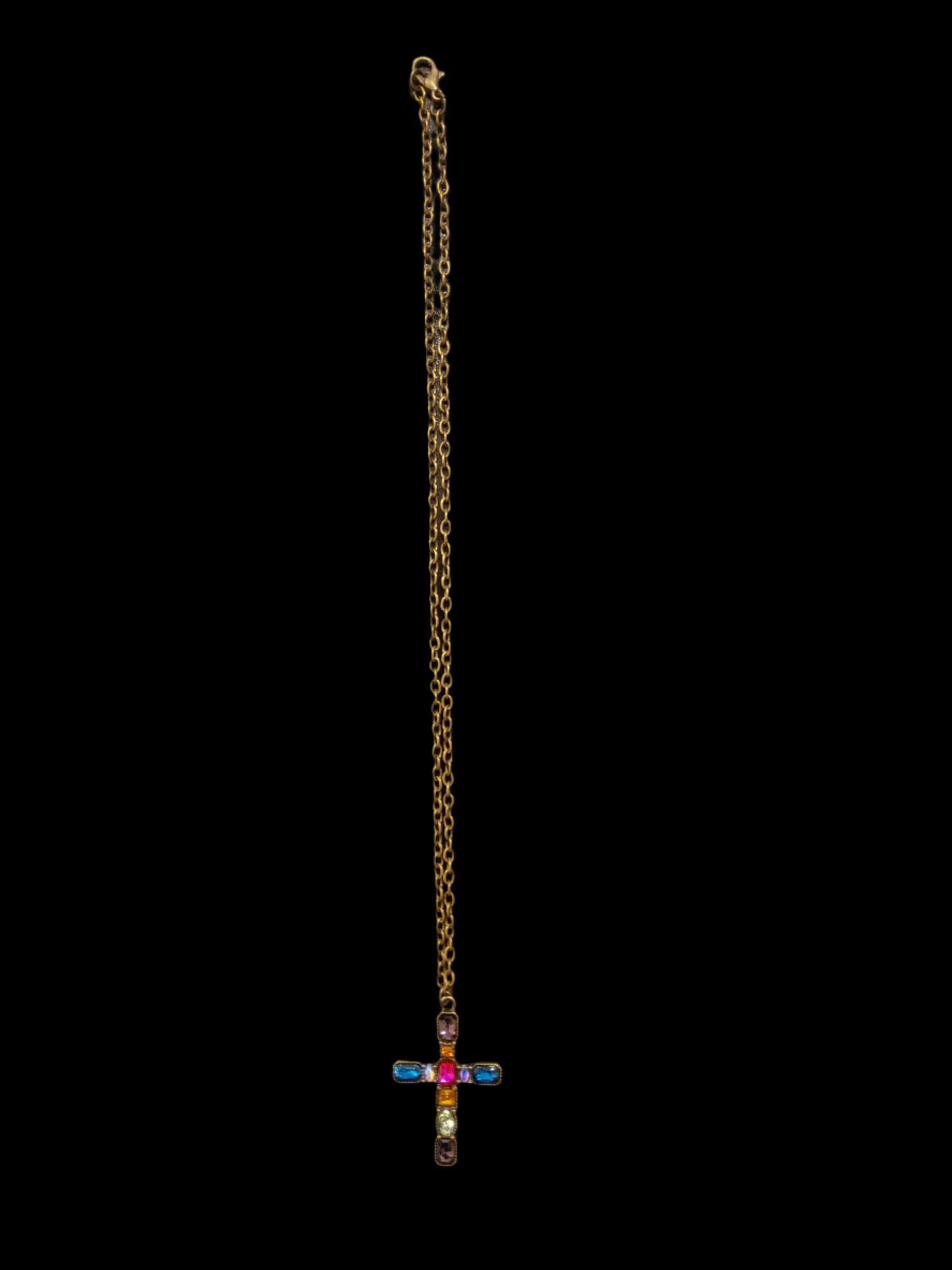 Bejewelled Colourful Cross Necklace