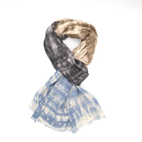 Tie dye three-toned colour scarf