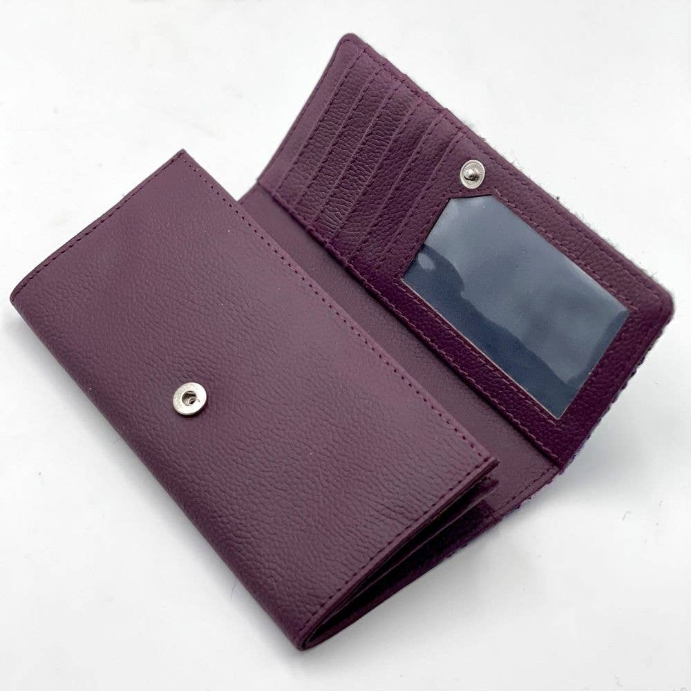 Harris Tweed Ladies Envelope Purse Green/Purple Plaid