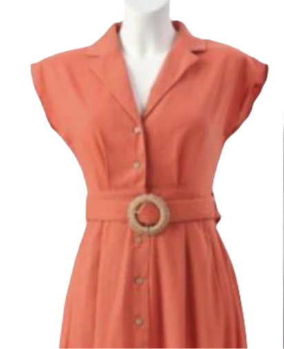 Burnt Orange Linen Blend Dress