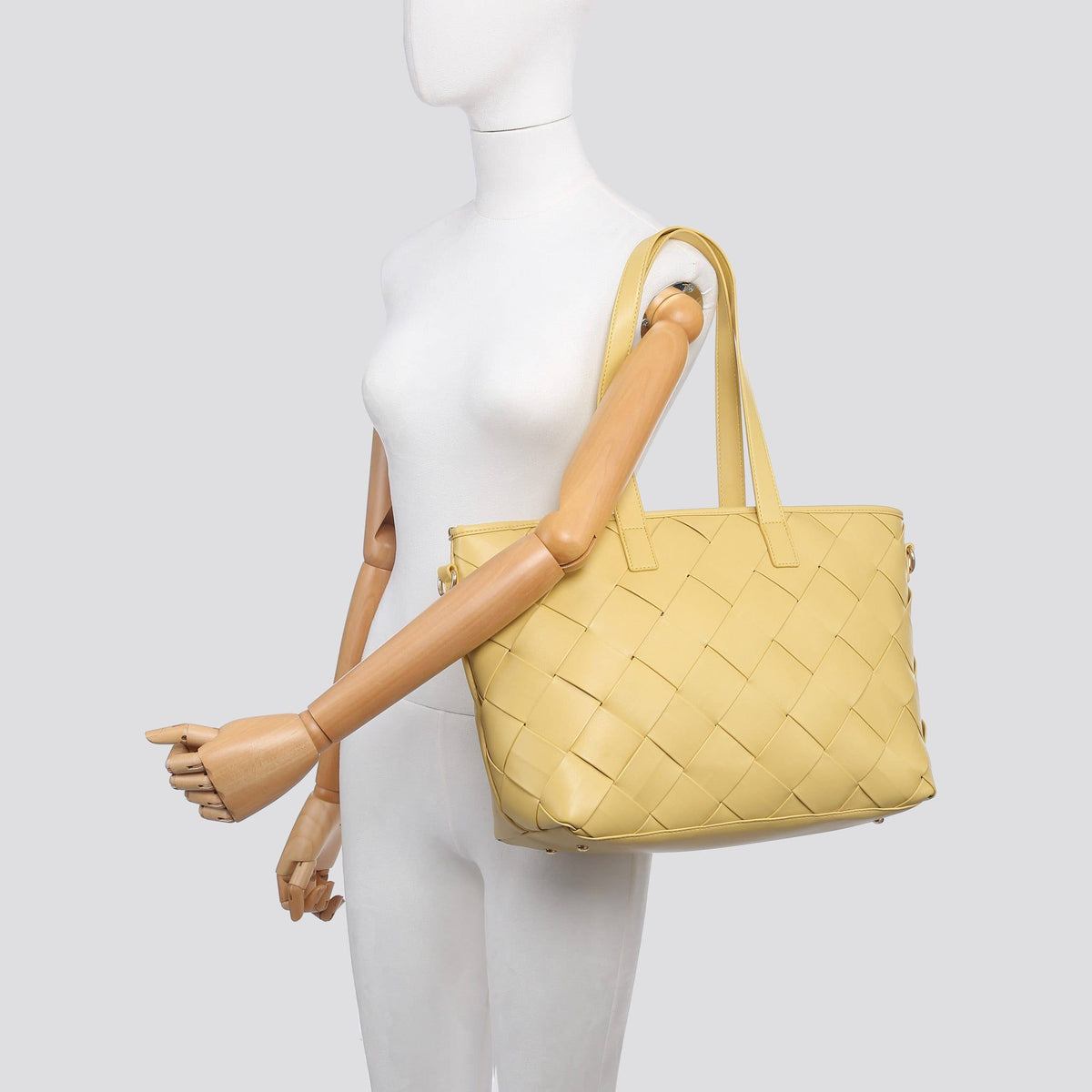 Woven Leather Look Tote Bag