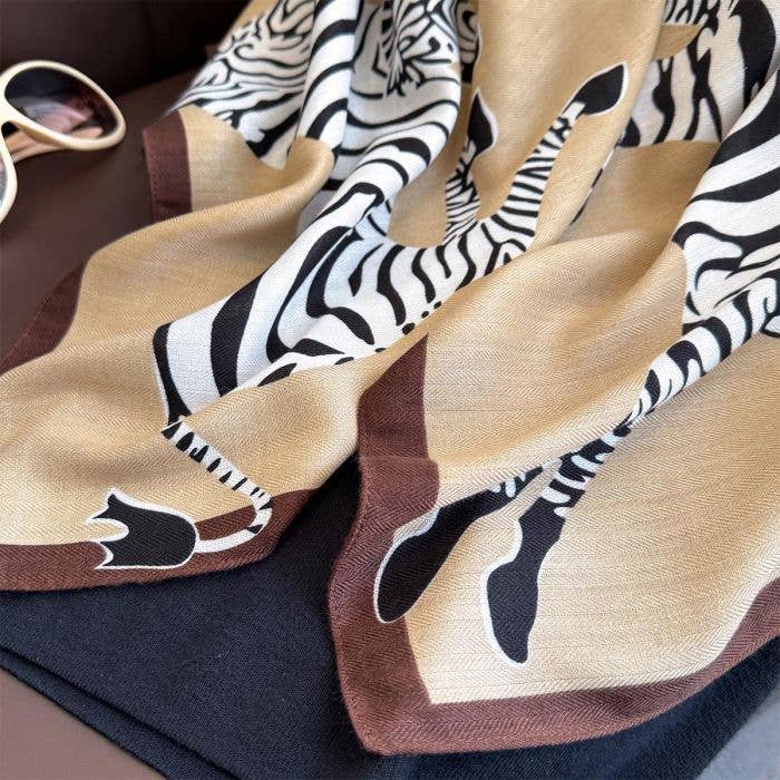Zebra Pattern Square Cotton Scarf