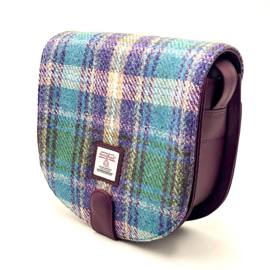 Harris Tweed Crossbody Bag Green Purple Plaid