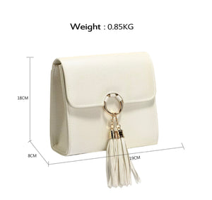 Ivory Flap Clutch Purse With Tassel