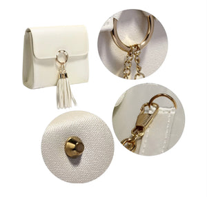 Ivory Flap Clutch Purse With Tassel
