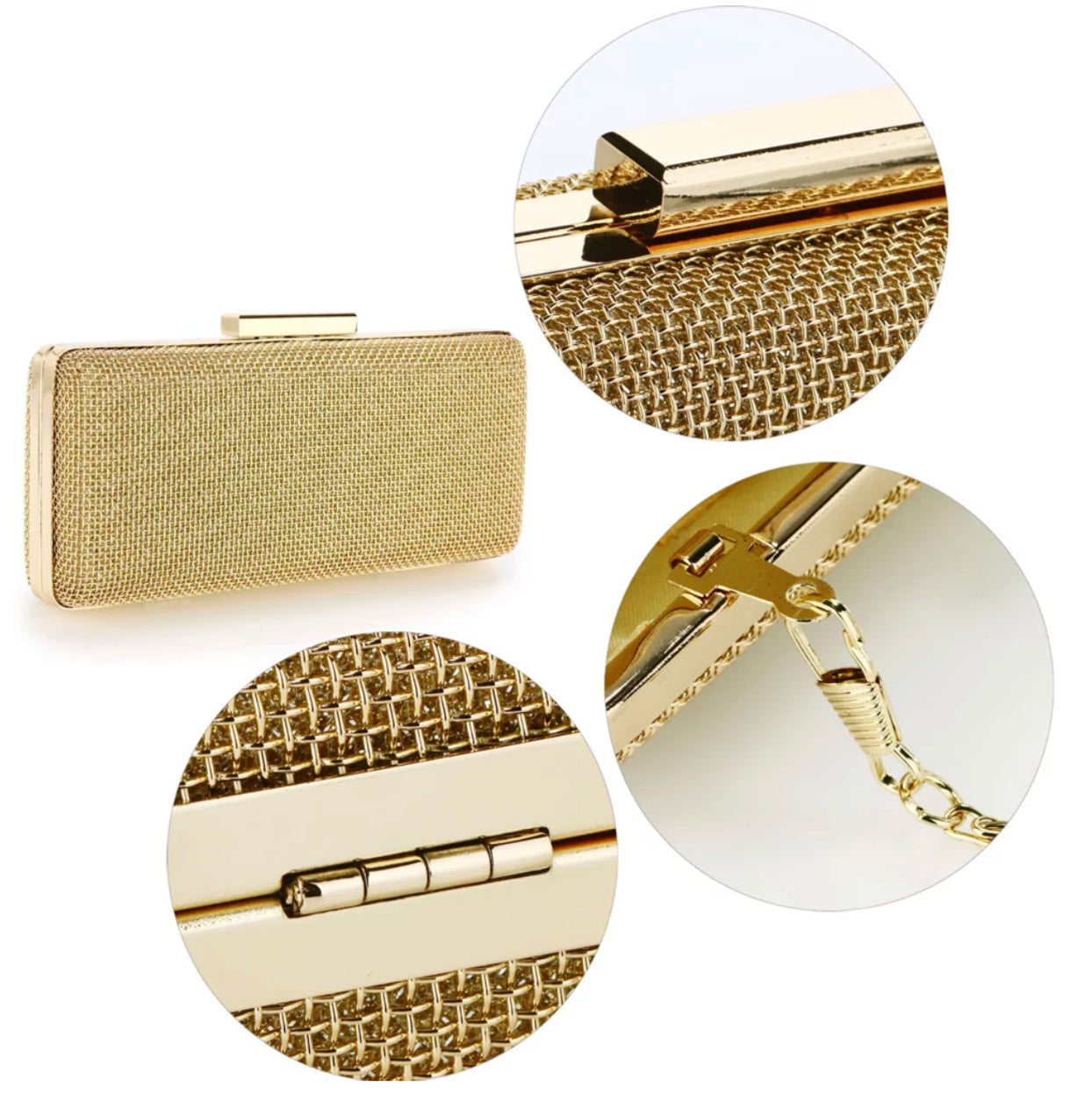 Gold Metal Mesh Clutch Bag