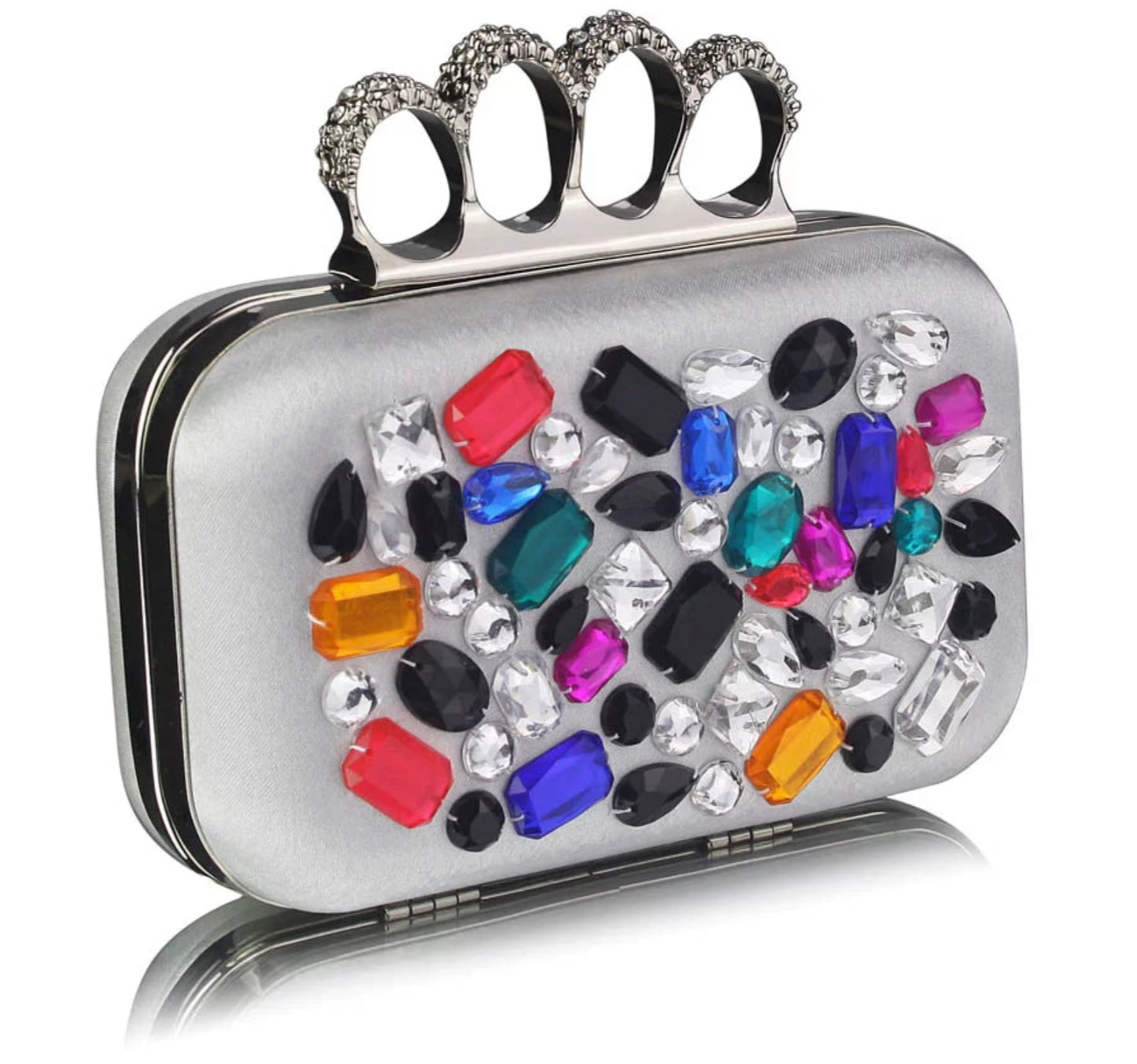 Silver clutch with jewelled decoration