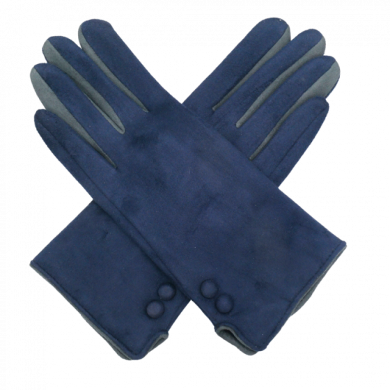 Red Cuckoo Button Gloves in Navy