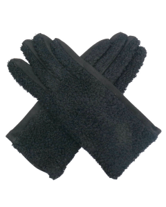 Red Cuckoo Faux Fur Gloves in Black