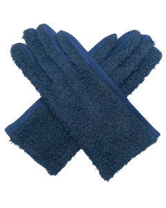 Red Cuckoo Faux Fur Gloves in Navy