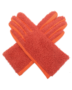 Red Cuckoo Faux Fur Gloves in Orange