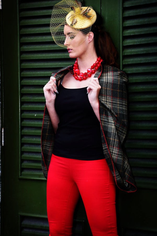 Red double strand chunky necklace