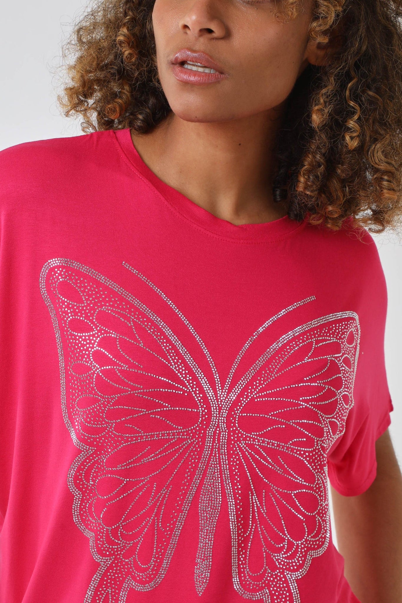 Hot Pink Butterfly Oversized T-Shirt