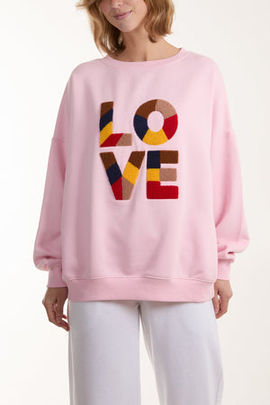 LOVE Print Long Sleeve Round Neck Sweatshirt