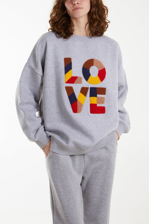 LOVE Print Long Sleeve Round Neck Sweatshirt