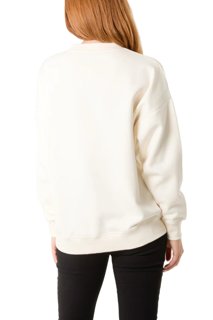 Embellished Cream Animal Print Love Heart Sweatshirt