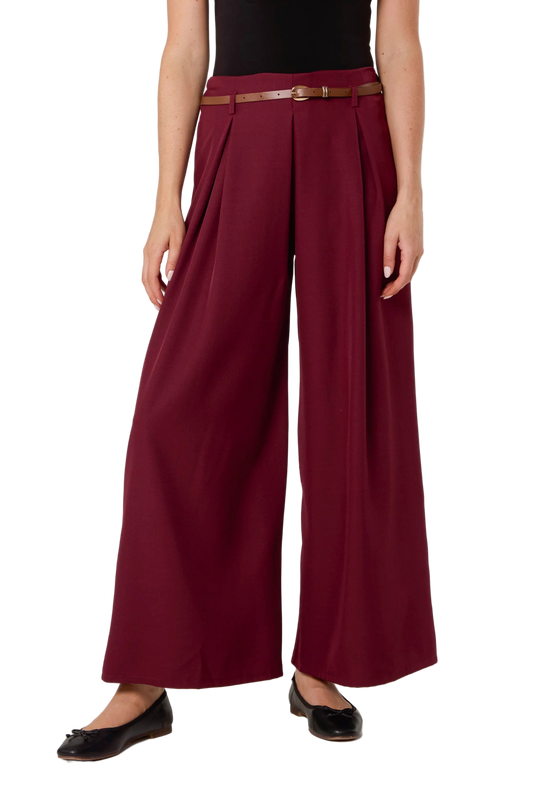Pleated Palazzo Pants with belt