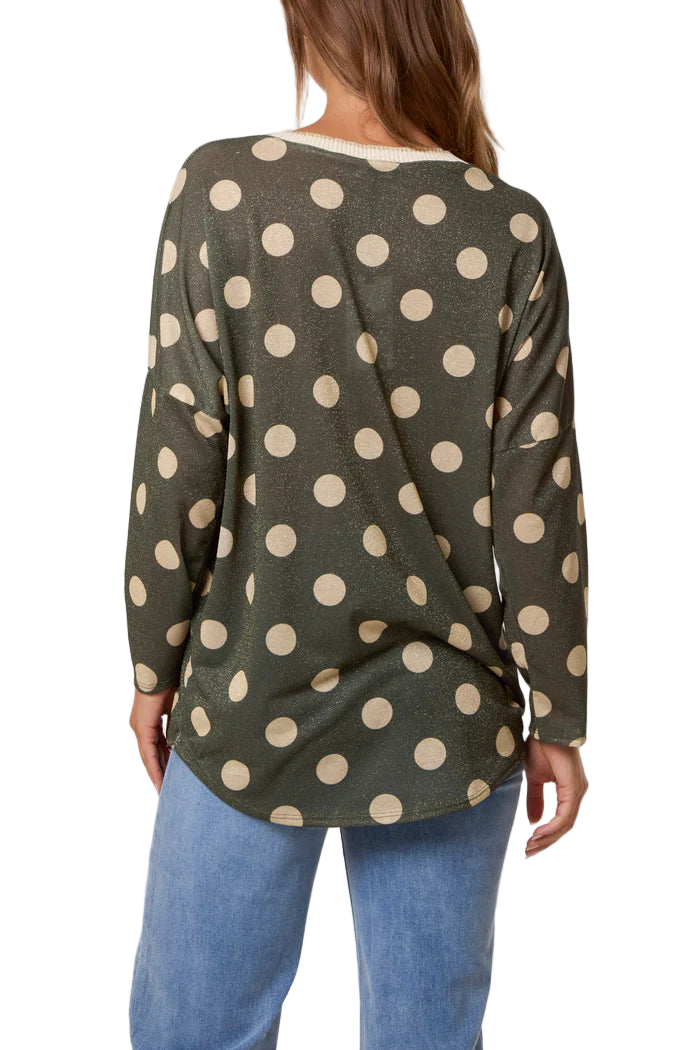 Polka Dot Lurex Fine Knit Jumper