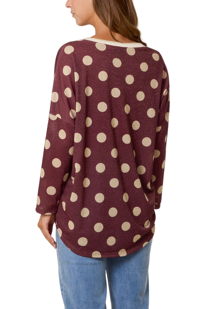 Polka Dot Lurex Fine Knit Jumper