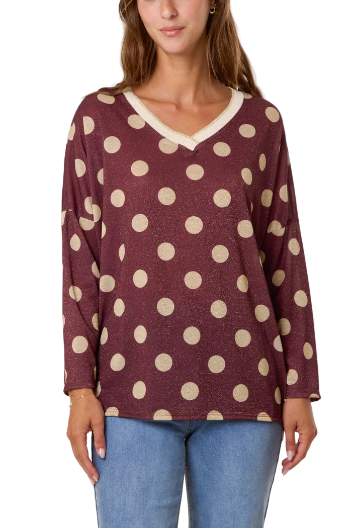Polka Dot Lurex Fine Knit Jumper