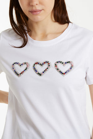 Embellished diamante heart t-shirt