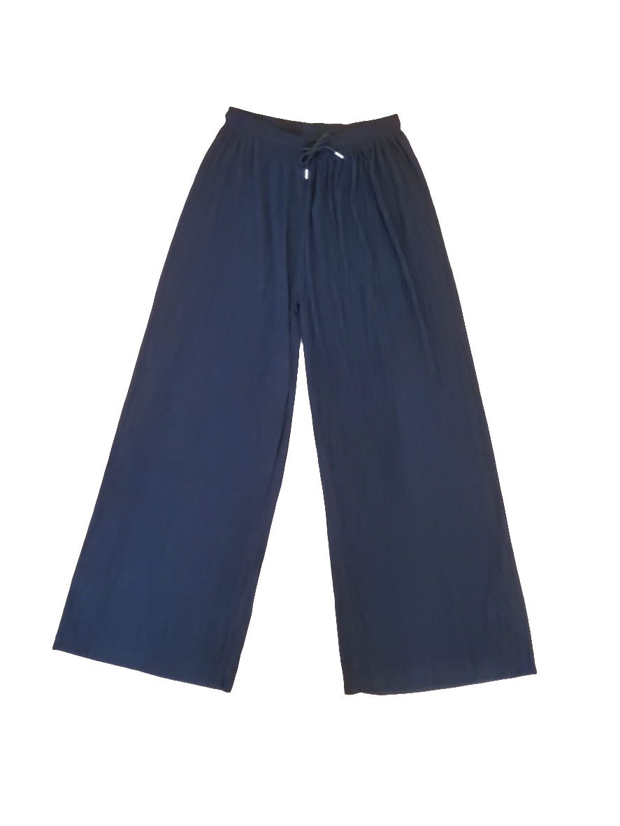 Wide Leg Pleated Crinkle Trousers