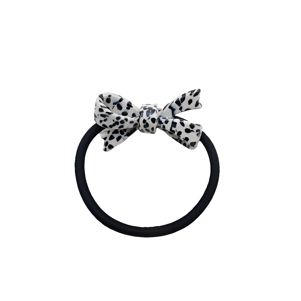 Bow White & Black Elastic Hair Tie