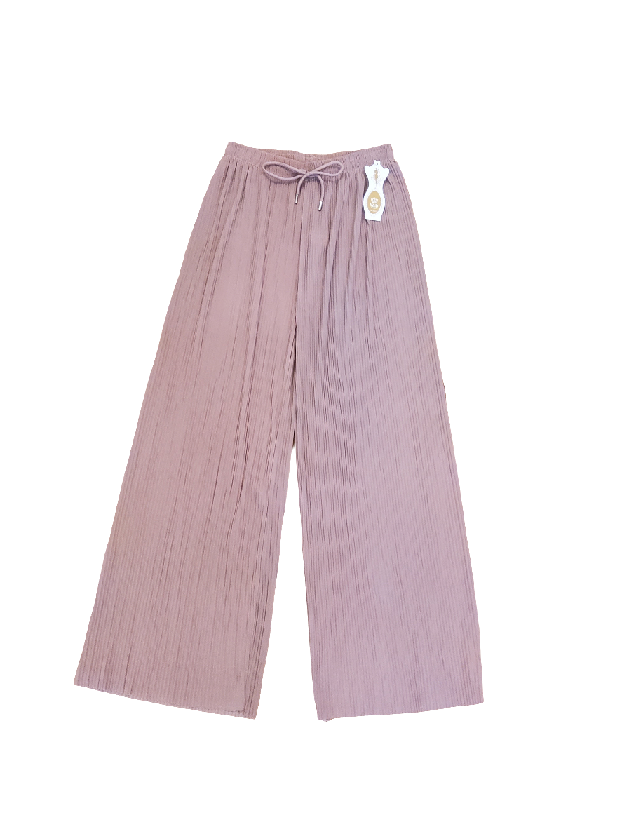 Wide Leg Pleated Crinkle Trousers