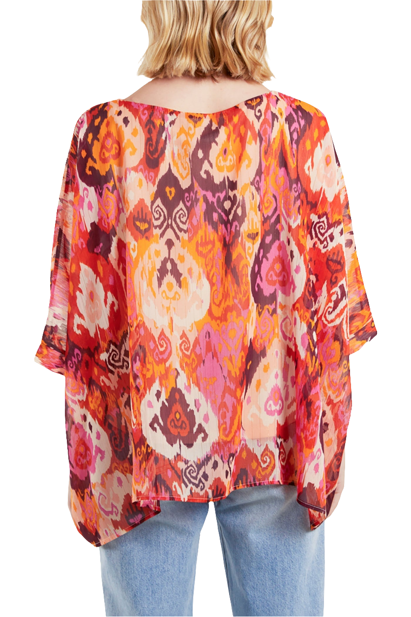 Orange Bold Print Floaty Top