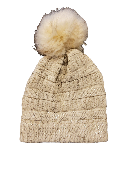 Contrast Knit PomPom Hat