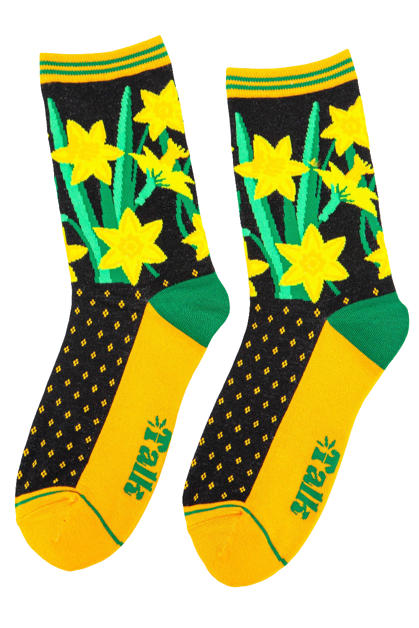 Women's Welsh Daffodil Floral Print Bamboo Socks
