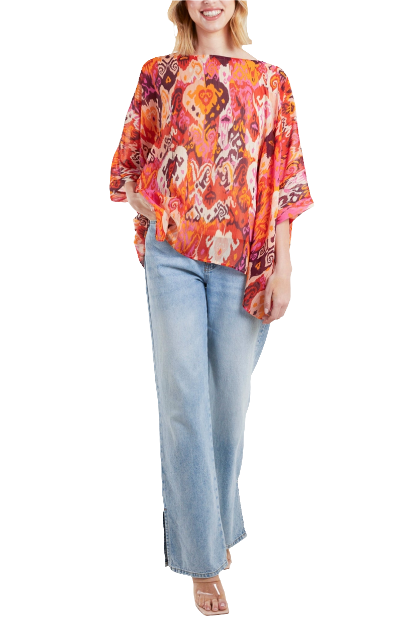 Orange Bold Print Floaty Top
