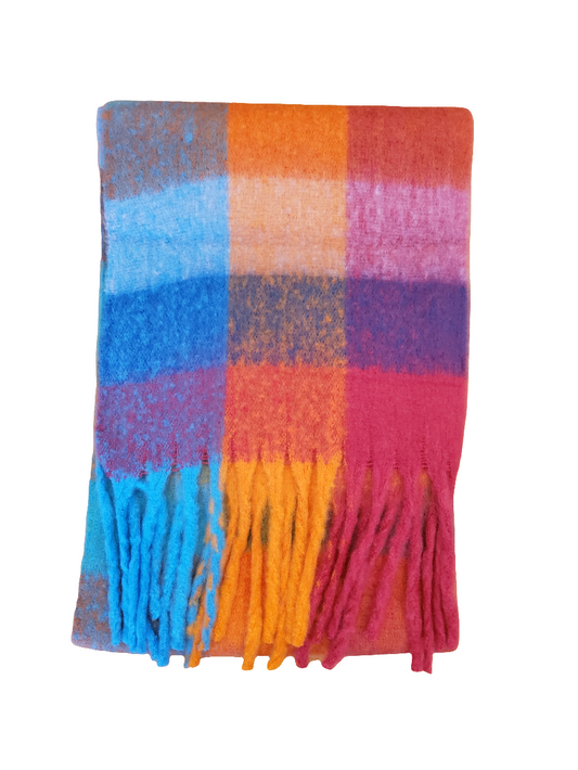 Orange Tone Colourful Checked Scarf