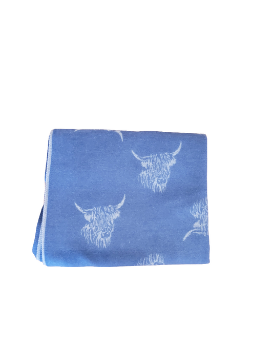 Blue and White Highland Cow Scarf