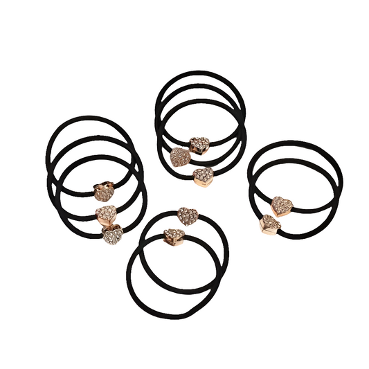 Pack of 10 Heart Elastic Hair Ties
