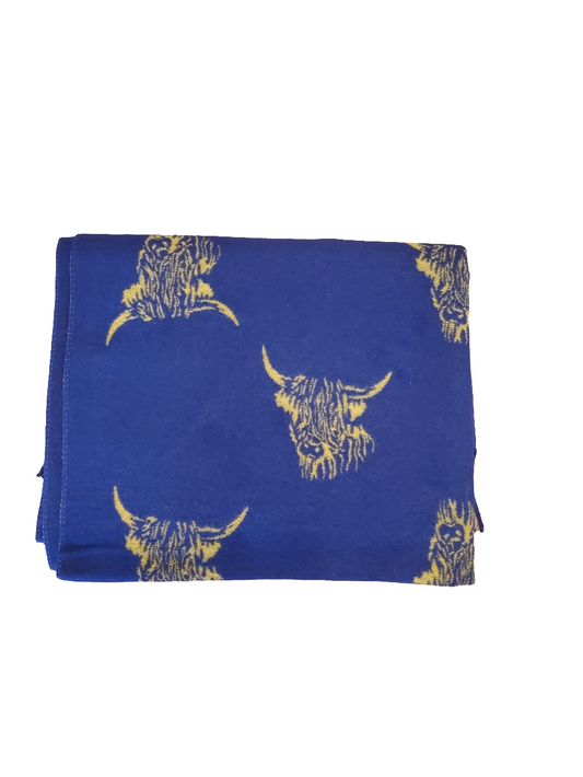Navy and Mustard Highland Cow Scarf
