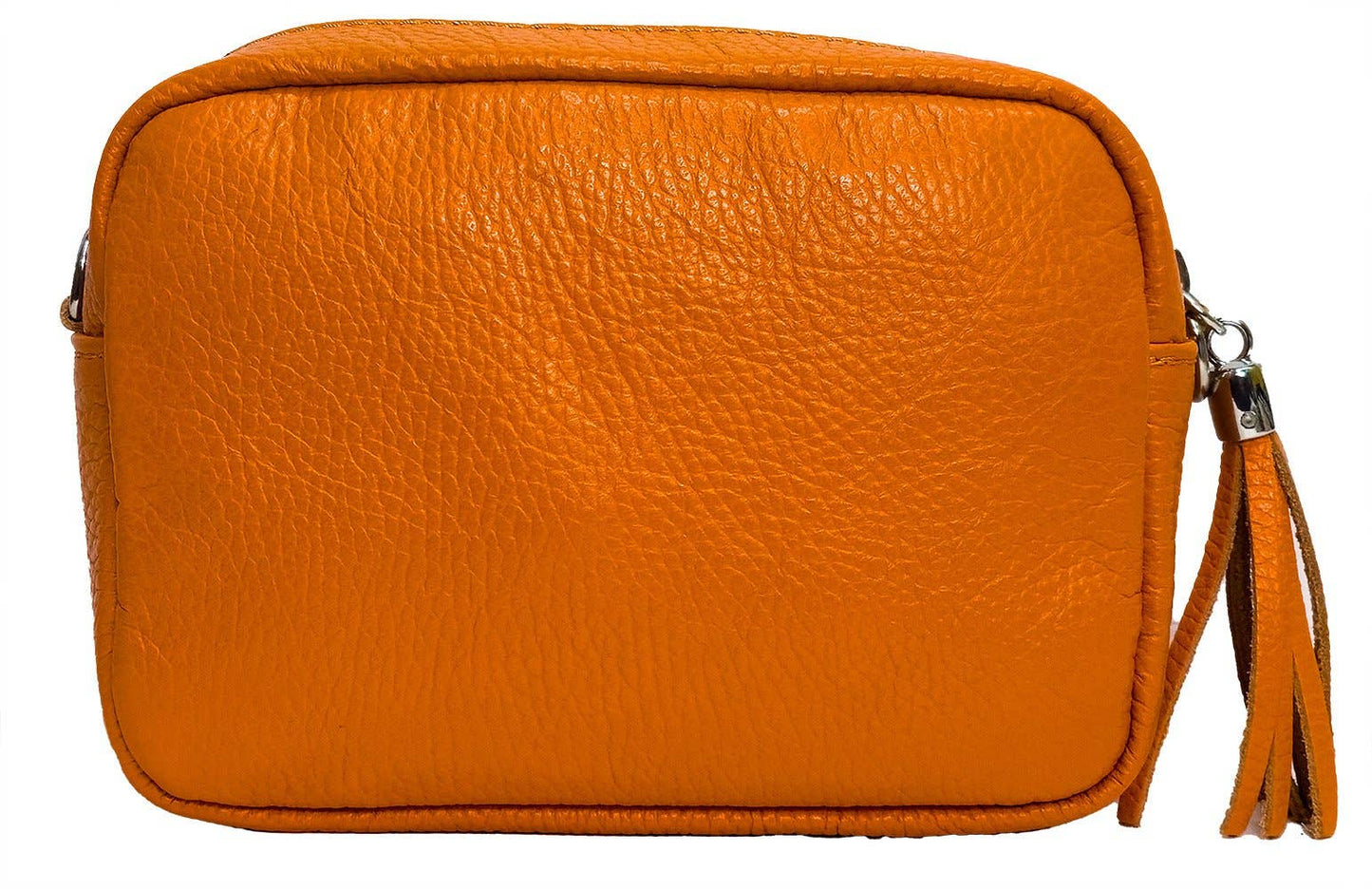 Italian Leather Ladies Crossbody Camera Style Bag Orange