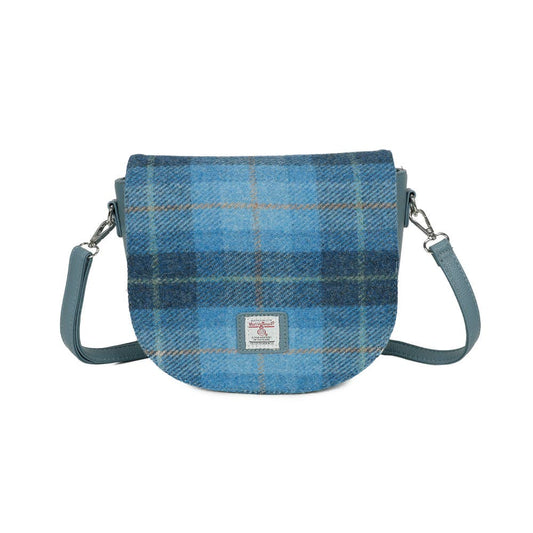 Harris Tweed Skye Blue Ladies Saddle Bag