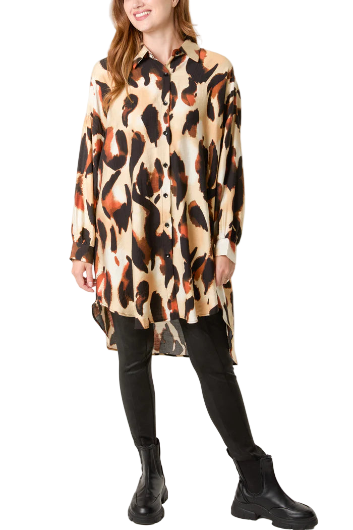Relaxed Leopard Print Long Sleeve Shirt