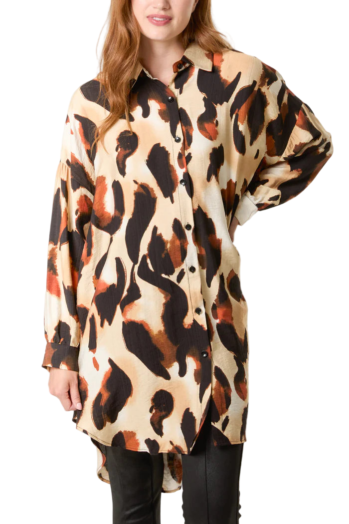 Relaxed Leopard Print Long Sleeve Shirt