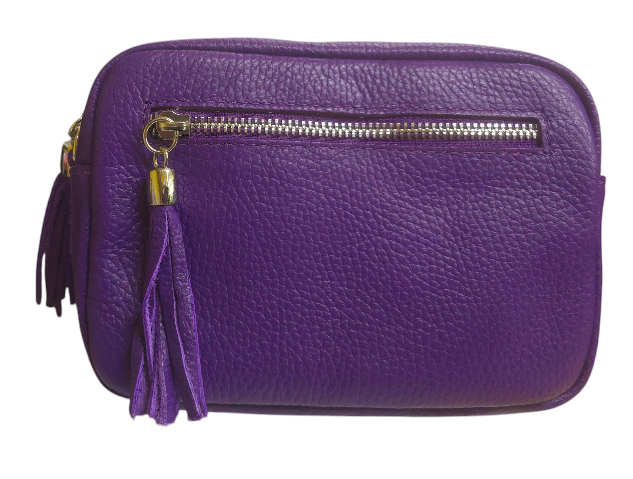 Italian Leather Ladies Crossbody Camera Style Bag Purple