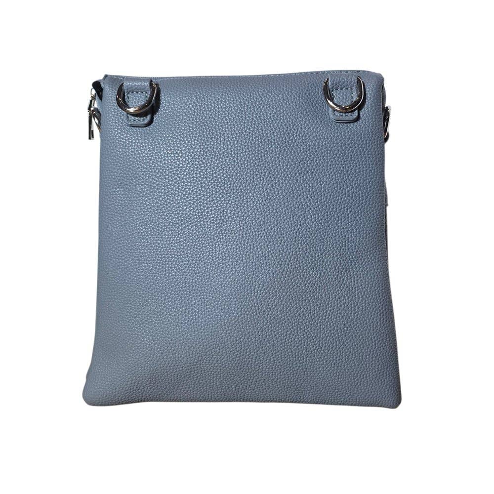 Ladies Crossbody Messenger Faux Leather Bag 7115 Light Blue