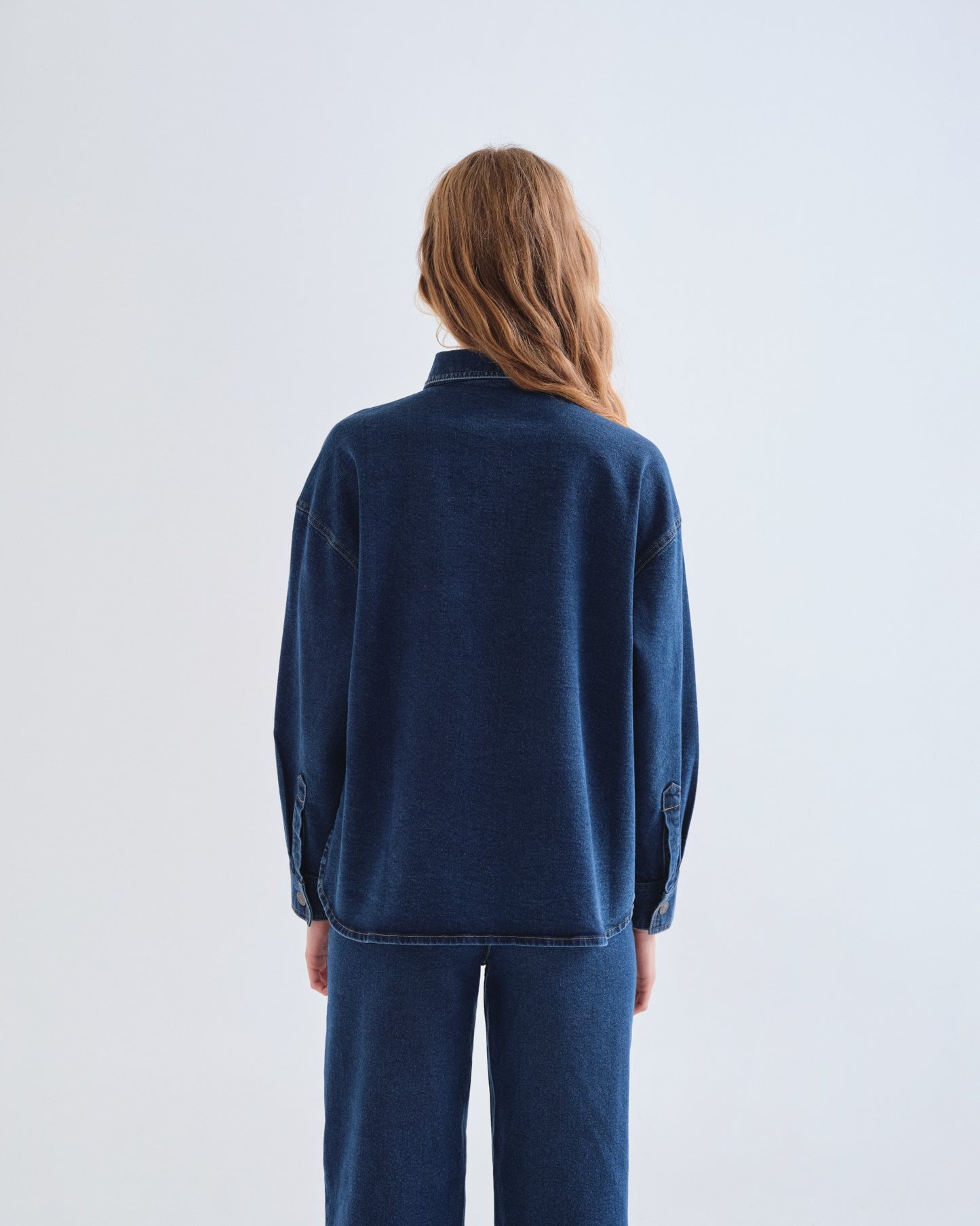 Pre-order* Compañía Fantástica: Embroidered denim flower shacket