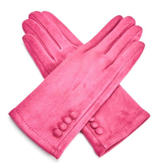 Suedette Button Detail Gloves
