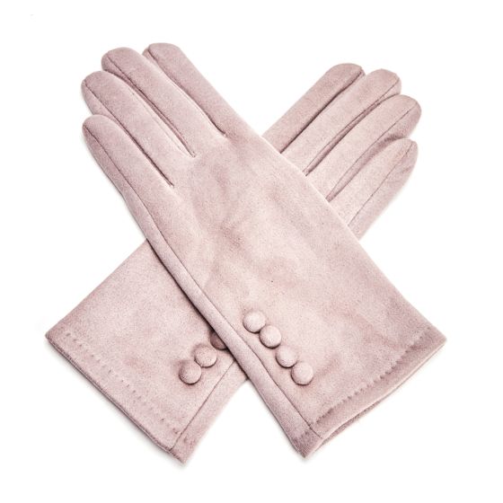 Suedette Button Detail Gloves
