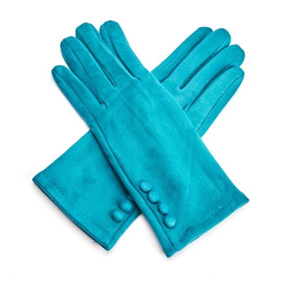 Suedette Button Detail Gloves