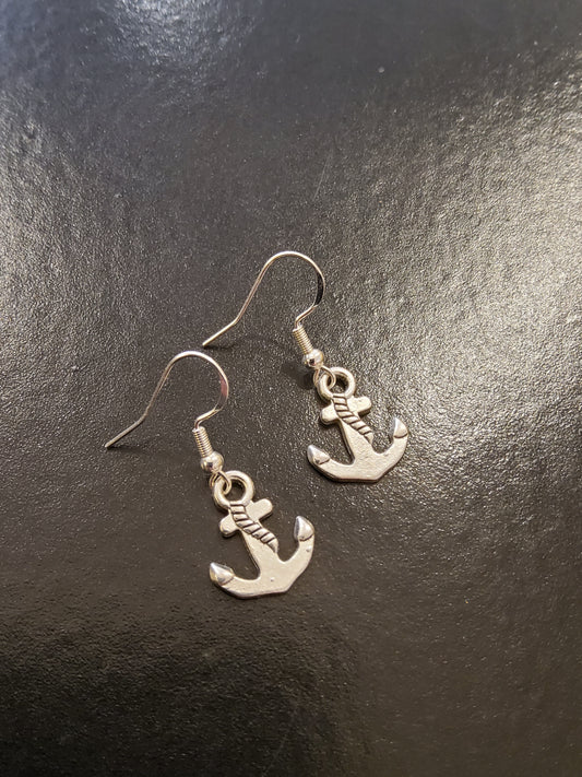 Silver Anchor Earrings