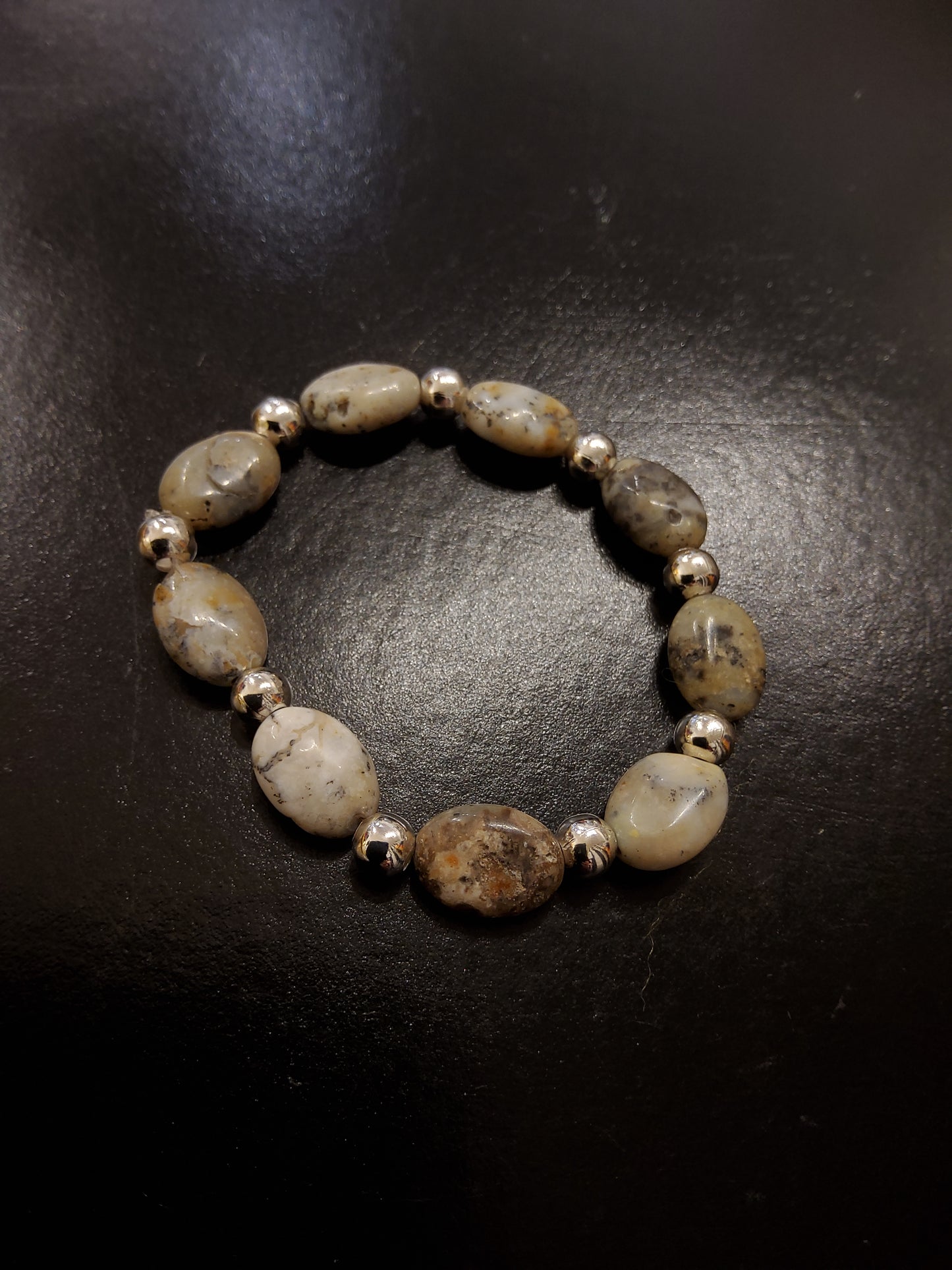 Stone & Silver Beaded Bracelet